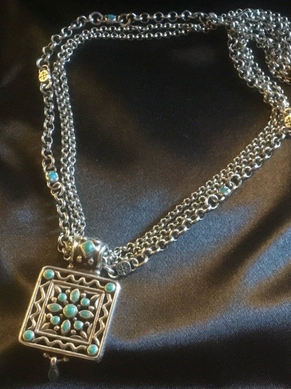 Brighton Multi-Chain Turquoise Pendant Necklace - Brand